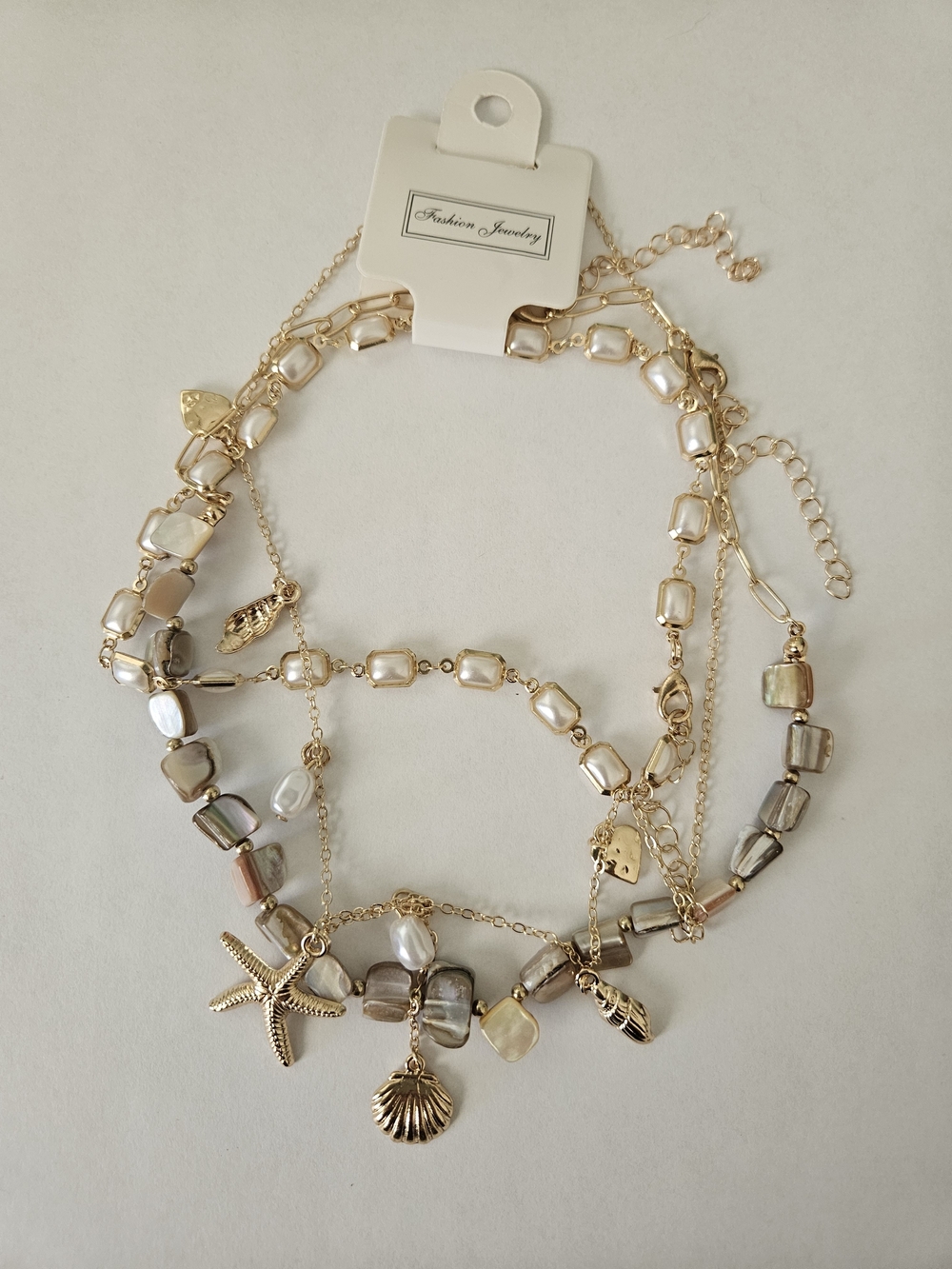 NWT Set of 3 Necklaces Gold Pearl White Beaded Preppy Summer Beach Feminine